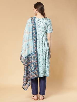 Light-blue printed rayon salwar 3
