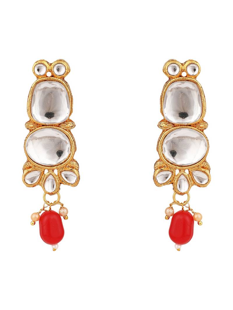 Gold Plated Two Layered Uncut Kundan Studded with Multicolor Pearl Layered Necklace Set with Earrings and Maangtikka