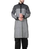 Grey plain cotton pathani-suits