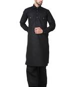 Black plain cotton pathani-suits