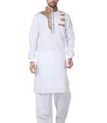 White plain cotton pathani-suits