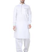 White plain cotton pathani-suits