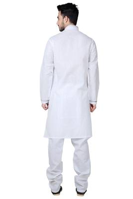 White plain cotton kurta-pajama 2