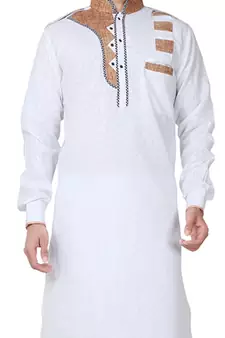 White plain cotton pathani-suits