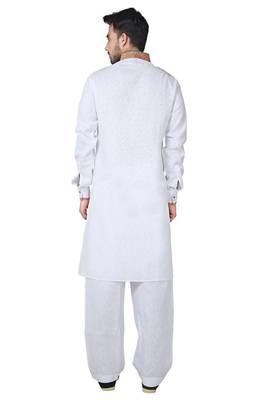 White plain cotton pathani-suits 3