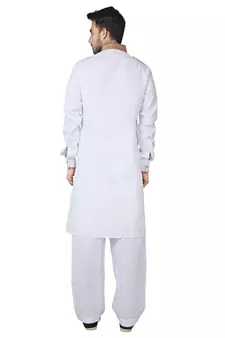 White plain cotton pathani-suits