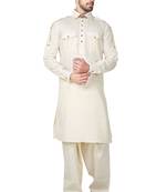 Fawn plain cotton pathani-suits