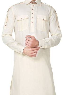 Fawn plain cotton pathani-suits 3