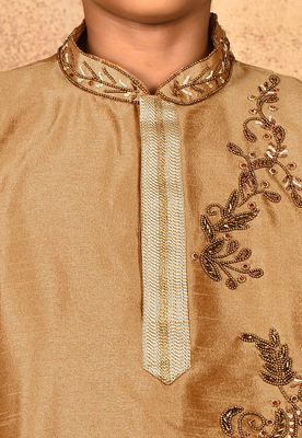 Gold embroidered art silk boys-kurta-pyjama 2