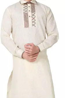 Fawn plain cotton pathani-suits