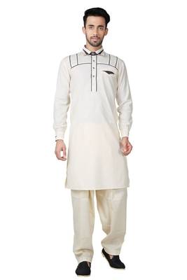 Fawn plain cotton pathani-suits 1