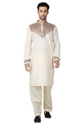 Fawn plain cotton pathani-suits 1