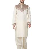 Fawn plain cotton pathani-suits