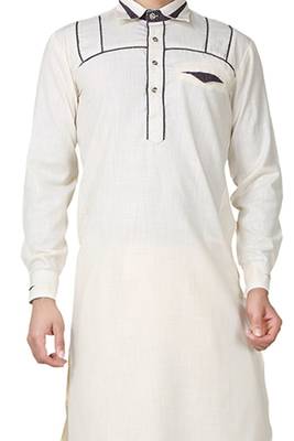 Fawn plain cotton pathani-suits 2