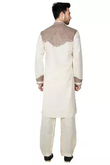 Fawn plain cotton pathani-suits
