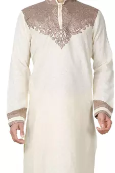 Fawn plain cotton pathani-suits
