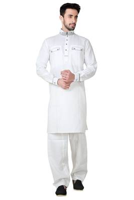 White plain cotton pathani-suits 1