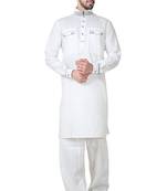 White plain cotton pathani-suits