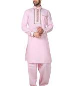 Pink plain cotton pathani-suits