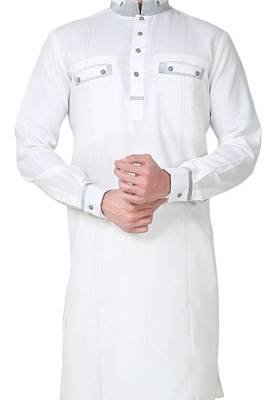 White plain cotton pathani-suits 3