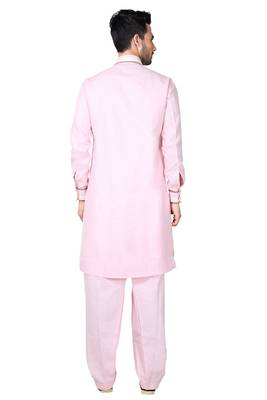 Pink plain cotton pathani-suits 2