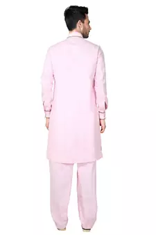 Pink plain cotton pathani-suits