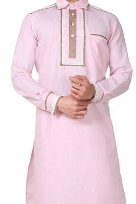 Pink plain cotton pathani-suits 3