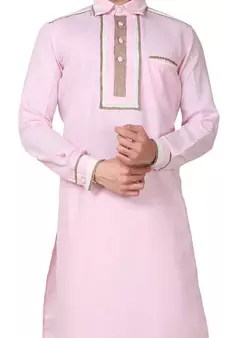 Pink plain cotton pathani-suits