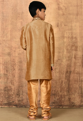 Gold embroidered art silk boys-kurta-pyjama 4
