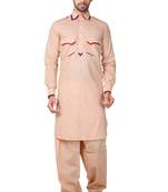 Beige plain cotton pathani-suits