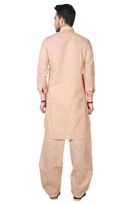 Beige plain cotton pathani-suits 2
