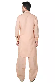 Beige plain cotton pathani-suits