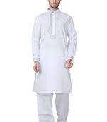 White plain cotton kurta-pajama