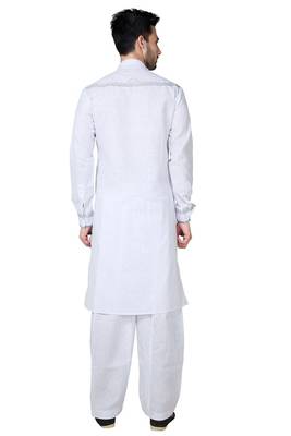 White plain cotton kurta-pajama 2