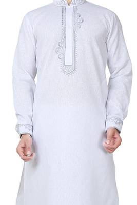 White plain cotton kurta-pajama 3