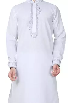 White plain cotton kurta-pajama