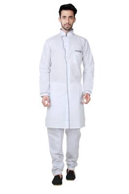 White plain cotton kurta-pajama 1