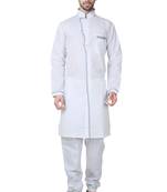White plain cotton kurta-pajama