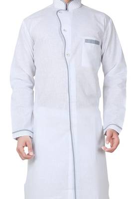White plain cotton kurta-pajama 2