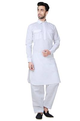 White plain cotton pathani-suits 1