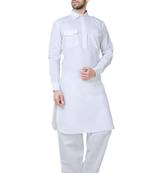 White plain cotton pathani-suits
