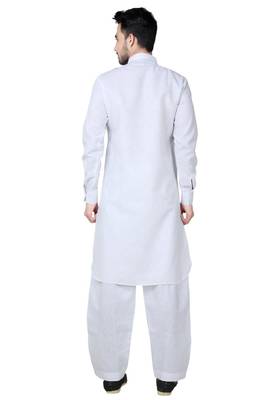 White plain cotton pathani-suits 2