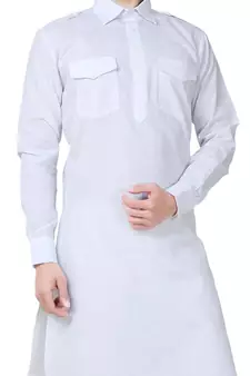 White plain cotton pathani-suits