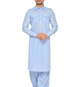 Blue plain cotton pathani-suits