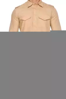 Beige plain cotton pathani-suits