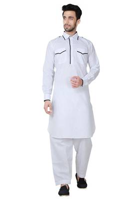 White plain cotton pathani-suits 1