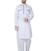 White plain cotton pathani-suits