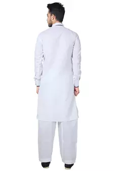White plain cotton pathani-suits