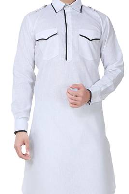 White plain cotton pathani-suits 3
