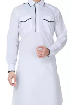 White plain cotton pathani-suits